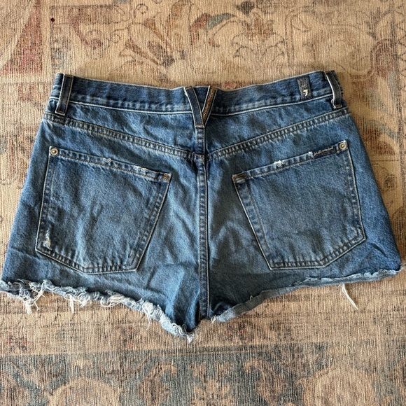 7 For All Mankind Blue Jean Shorts Distressed Style - Picture 4 of 4